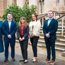 Attending the launch of the Short Courses Programme are (l-r): Professor Gillian Armstrong, Pro Vice Chancellor & Executive Dean, Ulster University Business School; Terence McLaughlin, graduate of the Mini MBA Future Leaders 2025/26; Economy Minister Dr Caoimhe Archibald ; Alison Craig, graduate of the Mini MBA Developing Female Talent 2025/26; and Sean Carey, graduate of the Mini MBA GEMX Lead ME