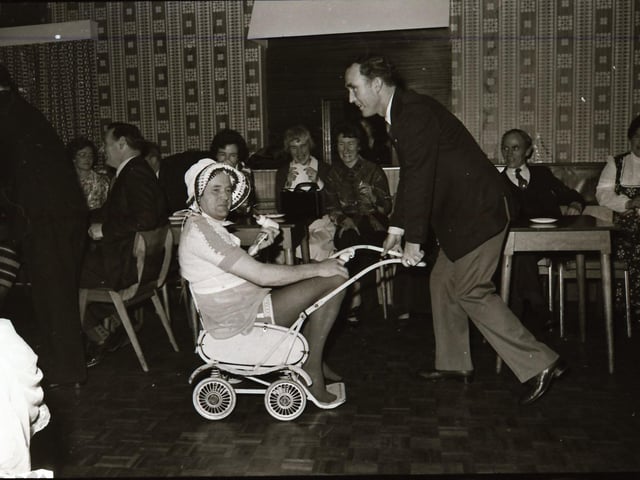 Local men in fancy dress as part of a charity drive back in 1976.
