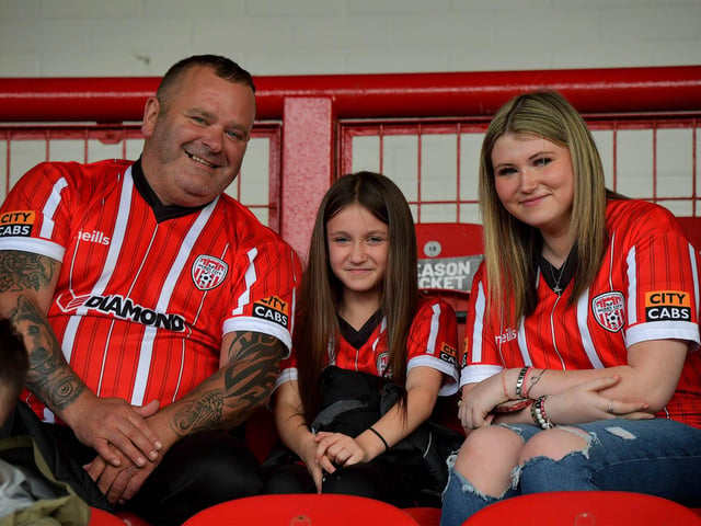 Derry City fans at the game against Sligo Rovers on Friday evening. Photo: George Sweeney. DER2327GS – 042