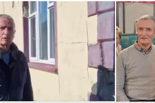 Frank Crumlish (right) and in a still from Paddy Divers video on the 100% redress page on Facebook.