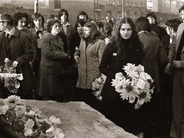 The third anniversary of Bloody Sunday is marked in Derry in January 1975.