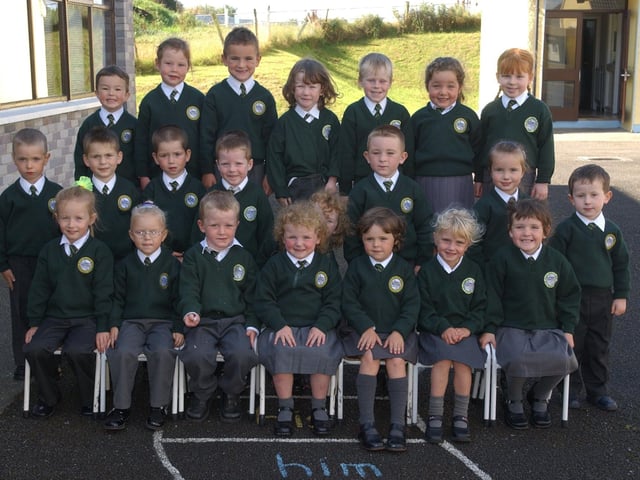Jumior Infants from Scoil Naomh Brid, Muff. (0909PG02):20 years on: Young people across Derry and Donegal starting school in September 2003