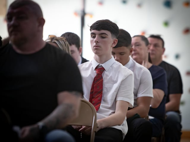Students and parents attending the Year 12 Leavers Mass at St. Joseph's Boys School on Wednesday. : .
