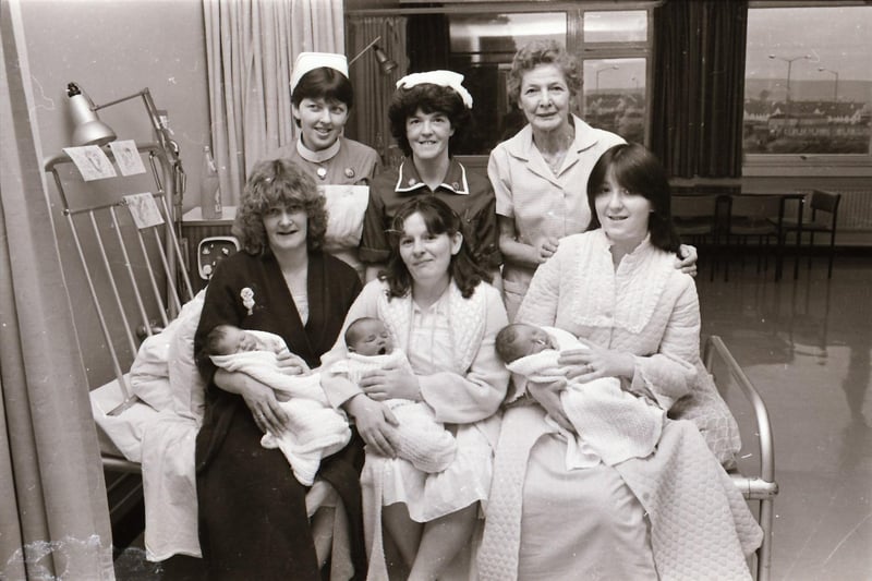 New Year's babies with their mothers and staff at Altnagelvin hospital.
