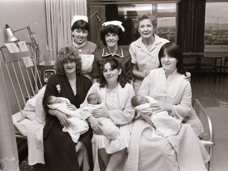 New Year's babies with their mothers and staff at Altnagelvin hospital.