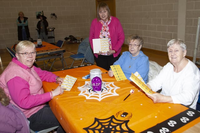 Denise Tracey, Christine Moran, Mary Moore and Norah Burke enjoying Wednesday night’s bingo at Bishop’s Field, Creggan.