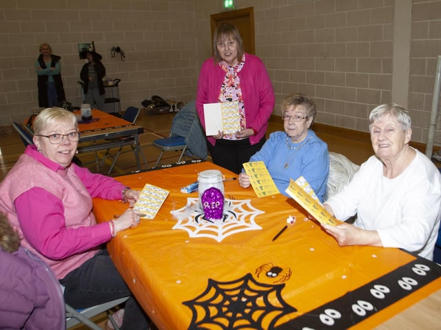 Denise Tracey, Christine Moran, Mary Moore and Norah Burke enjoying Wednesday night’s bingo at Bishop’s Field, Creggan.