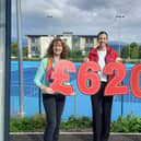 Left Club Chairperson Teresa Sweidan and Right Membership Secretary Glenda Mellon present £620 to Action Cancer