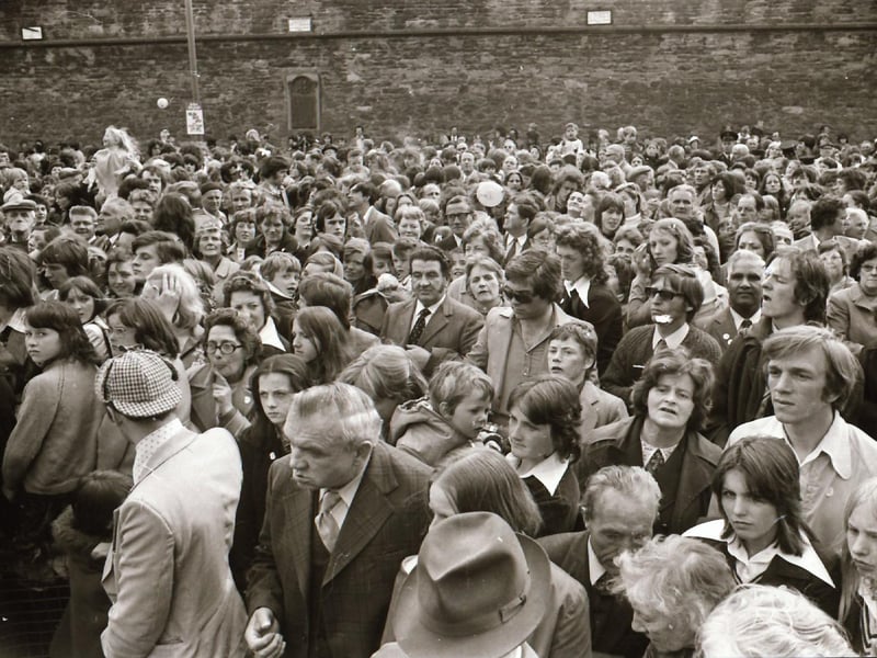 Crowds gather for the Civic Week celebrations at Guildhall Square in June 1975.