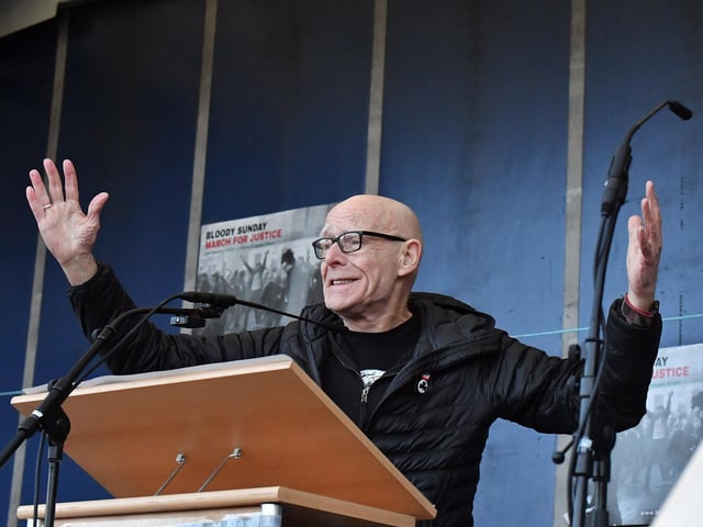 Eamonn McCann speaking at the Bloody Sunday March for Justice rally. Photo: George Sweeney