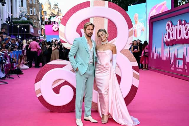 Ryan Gosling and Margot Robbie at the Barbie European Premiere at Cineworld Leicester Square on July 12, 2023. (Photo by Gareth Cattermole/Getty Images)