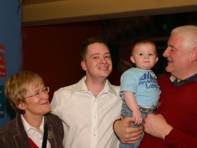 Jack with Grandparents Catherine and Brian and dad Mark. 1838/dd