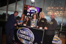 The Pure Derry team under the leadership of Ciaran Murray pictured on Friday night at the Hurt Family Fortunes at Link 48. Included from left are Conga McBride, quizmaster, Nicole Murray, Rachael Faye, Analise McNicholl and Anne-Marie McNicholl. (Photos: Jim McCafferty Photography)