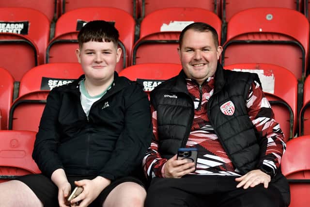 Derry fans patiently waiting for kick-off against Rovers.