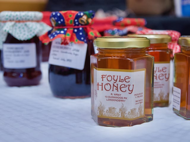 Honey and jam on display at the Clooney Hall Christmas Fair.