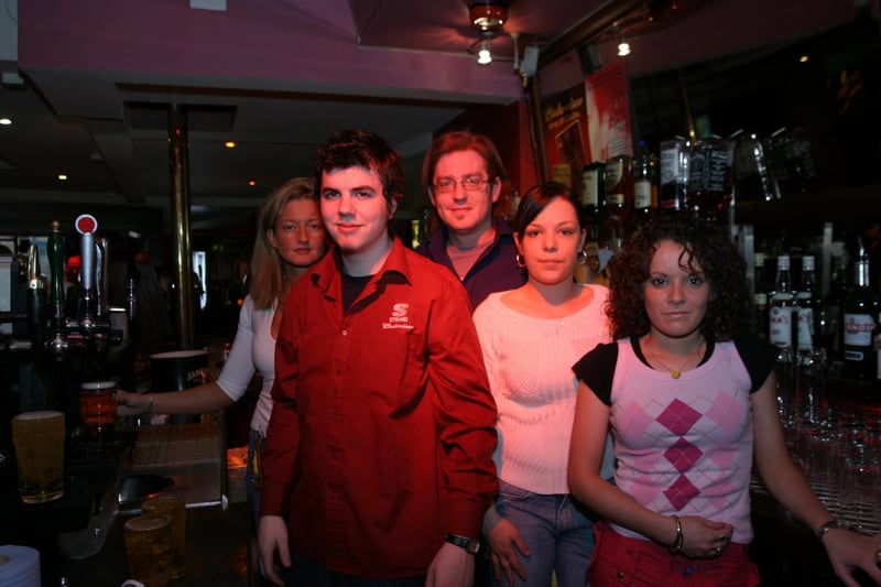 Patrons and staff at The Strand Bar in Derry back in 2004.