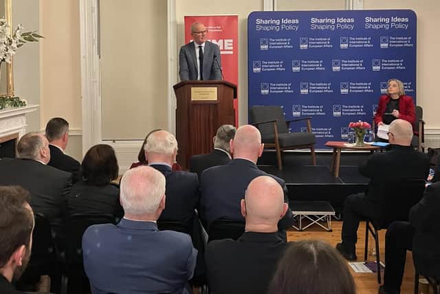 Simon Coveney delivering the 4th John Hume European ‘Spirit of Peace’ Lecture in Dublin.