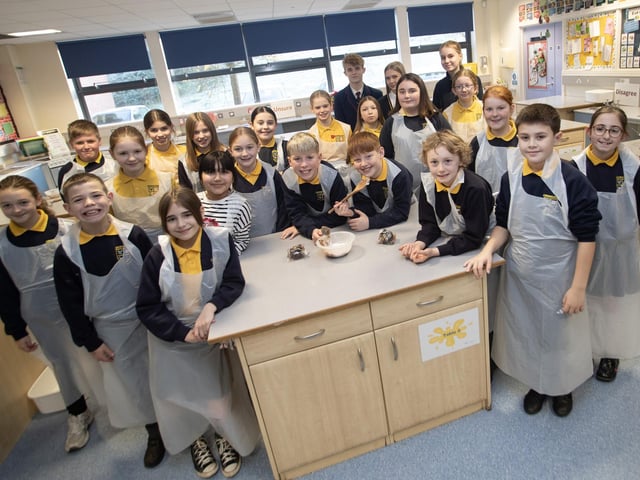 Pupils from Ebrington PS pictured at Oakgrove Integrated College on Monday last as part of an 'Active Learning Day' at the college.