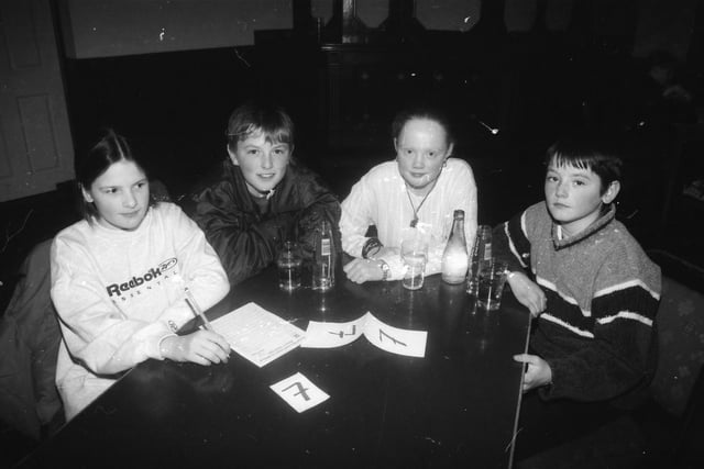 Pupils from Tiernasligo NS, Clonmany, who took part in the Derry Journal National Schools Quiz. From left, Caroline Friel, Robert Kearney, Sara Doherty and Rocky Ivers.