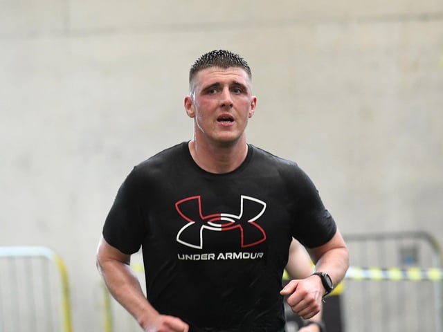 Competitor in the Hyrox Fitness Challenge held at Sean Dolans GAC on Saturday. Photograph: George Sweeney