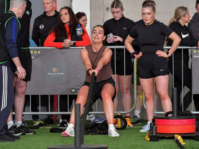 Competitor in the Maiden City Hyrox 3.0 Fitness Challenge held at Sean Dolans GAC on Saturday. Photograph: George Sweeney