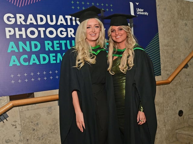 Pacemaker Press 13/12/22
Ciara Haggan from Armagh and Anna McDermott from Omagh ,Who graduated in Nursing at the Ulster University graduation in the Millennium Forum in Derry on Tuesday.
Pic Pacemaker:.