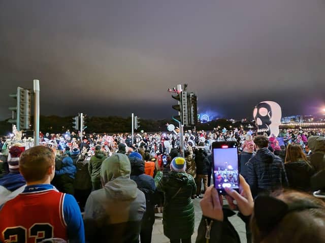 Tens of thousands turned out for the annual parade, which was followed by a Halloween drone show and fireworks display.