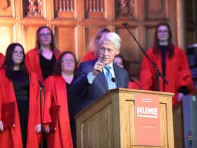 Bill Clinton delivering his key note address at the ‘Making Hope and History Rhyme’ event organised by the John and Pat Hume Foundation.