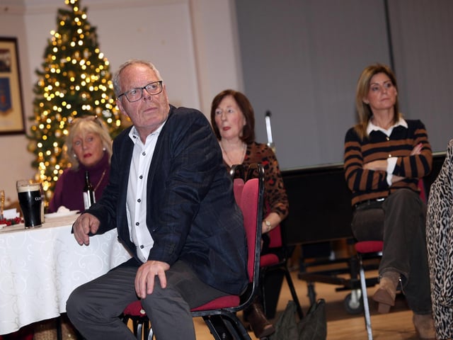 Listening intently to Naoimh Quigg's answers during Friday's conversation with host Kevin Doherty is well known Derry journalist George Jackson.