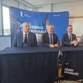 Economy Minister Conor Murphy with, from left, Ulster University Vice-Chancellor Professor Paul Bartholomew, Chair of the new taskforce, Stephen Kelly and Deputy Chair, Nicola Skelly.