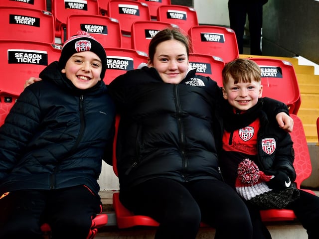 All smiles from these young fans as City cruise to victory over Dundalk.