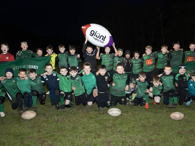 Some of the City of Derry Mini Rugby Players who will be taking part in this year's Annual St. Patrick's Day Spring Carnival Parade in the city.