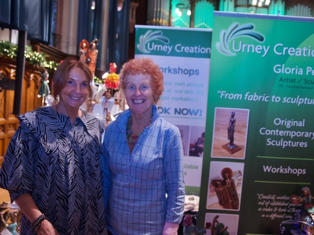 Anna Sharkey and Gloria Perry pictured at the Urney Creations stall in the Guildhall.
