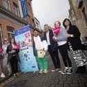 Some of the young people showing their support at a previous SKY Project launch at the Derry Youth and Community Workshop premises in Society Street. Included are Eleanor Conaghan, SKY Project, Lisa Boggs and Tommy Carlin, National Lottery and Rosemary McKinney SKY project.