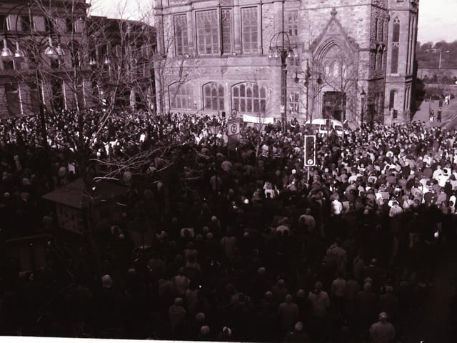 Peace Rally held at the Guildhall Square back in 1996.