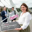 Jennifer O’Donnell, Tourism Manager at Derry City & Strabane District Council, Odhran Dunne, Chief Executive at Visit Derry and David Gilliland, managing partner at Brook Hall Estate.  Picture Martin McKeown. 16.06.26