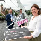 Jennifer O’Donnell, Tourism Manager at Derry City & Strabane District Council, Odhran Dunne, Chief Executive at Visit Derry and David Gilliland, managing partner at Brook Hall Estate.  Picture Martin McKeown. 16.06.26