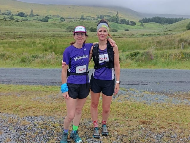 Adele Tomb and Carolyn Crawford before the Carnaween mountain race in Donegal on Saturday