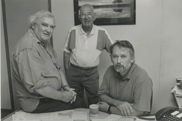 McArt in his Bunrcana Road office with fellow editors Tim Pat Coogan and Frank Curran.