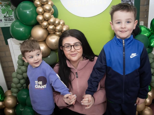 The Quigley family enjoying Saturday's Feile Springtime Shenanigans at Pilot's Row Centre, Derry. : .