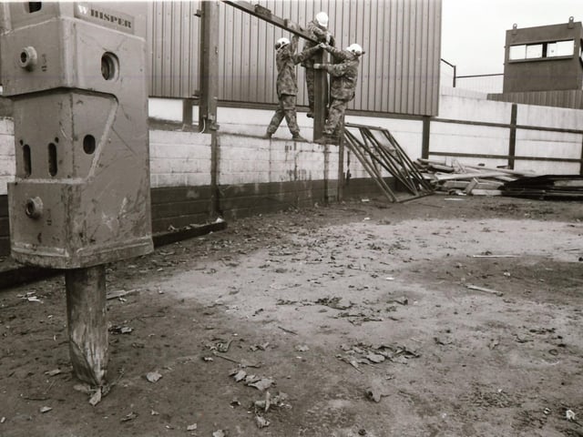 Rosemount British Army tower being dismantled and Coshquin checkpoint demolished in 1995.