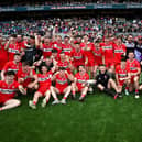 Derry celebrate with the Christy Ring Cup after their side's victory over Kerry in May. Photo by Seb Daly/Sportsfile