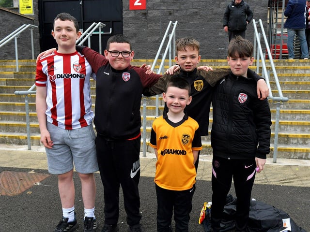 Young Derry City fans in the Brandywell for the game against UCD on Friday evening last. Photo: George Sweeney.  DER2320GS – 103