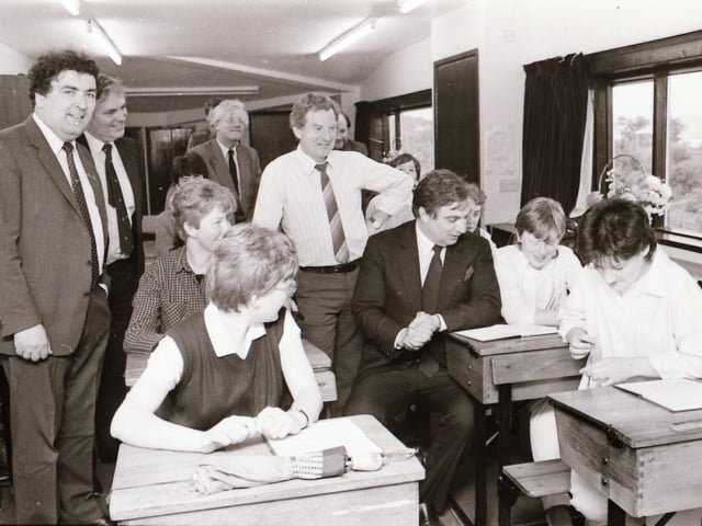 Former Taoiseach Charlie Haughey with John Hume on a visit to Derry and Ballyliffin and being filmed for a Channel 4 TV series.