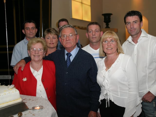 Mr and Mrs McMonagle celebrating 50 years of marriage with their family.