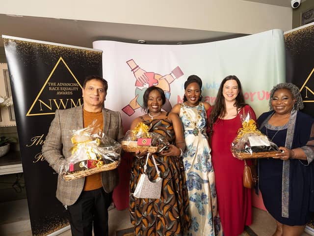 Advancing Race Equality Awards judges: Mukesh Chugh, Donna Mukasa-Nassuna, Eliza Browning and Beverly Simpson with, centre, Mayor Lilian Seenoi Barr. Mark Hamill Photography