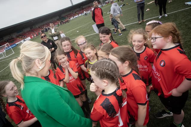 35 brilliant snaps as First Minister Michelle O'Neill visits Brandywell Stadium for Foyle Cup tournament