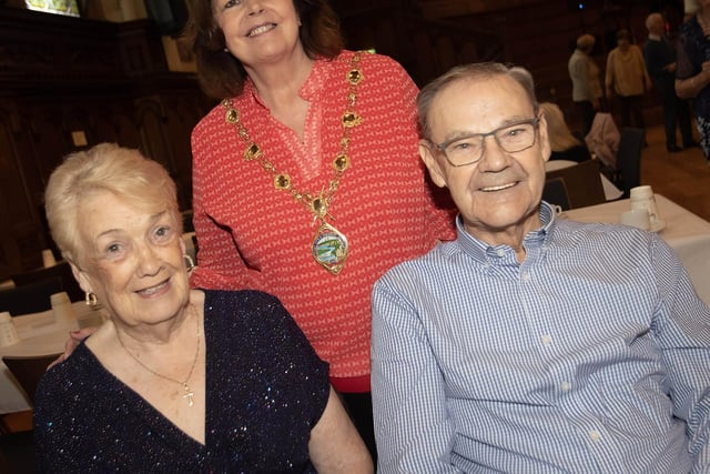 Bill and Myra McGinley pictured with the Mayor, Patricia Logue on Wednesday.