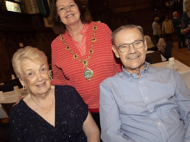 Bill and Myra McGinley pictured with the Mayor, Patricia Logue on Wednesday.