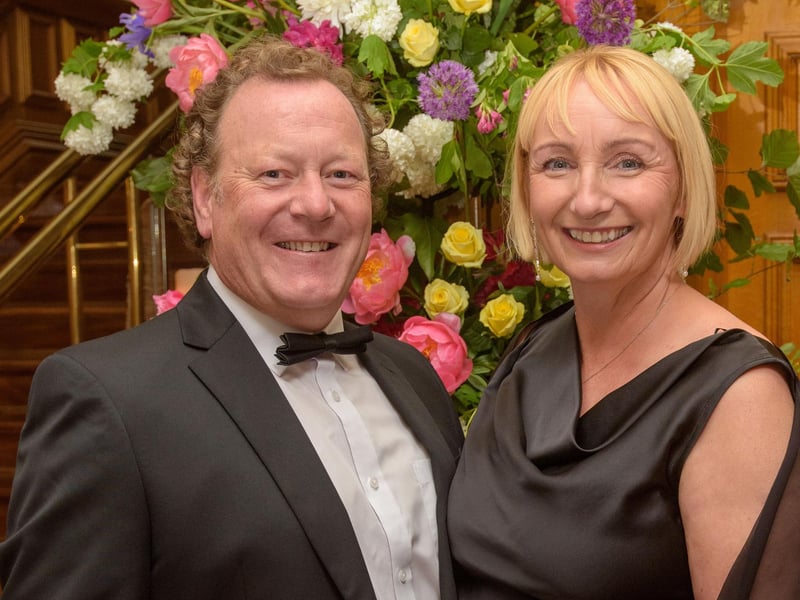 The Mayor Councillor Patricia Logue hosted the annual Mayor’s Ball in the Guildhall in aid of her crossed Charities the Foyle Hospice and Ryan McBride Foundation. Pictured at the event are guests, Seamus and Jackie Doherty. Picture Martin McKeown. 24.05.24